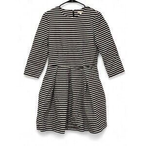Gap Black White Striped Stretch Fit & Flare Dress Size 10
